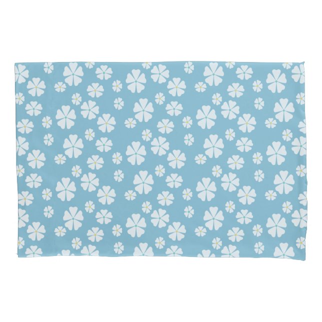 Funda De Cojín Tejido azul claro con flores blancas (Anverso-izquierdo)