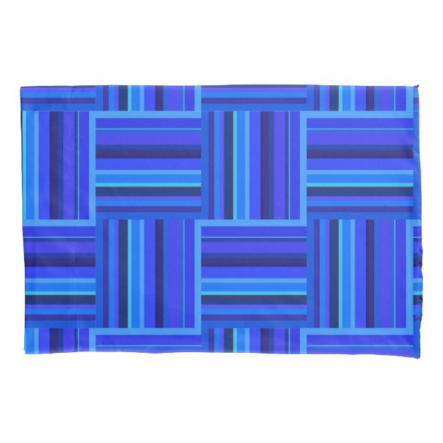Funda De Cojín Tejido de rayas azules (Anverso)