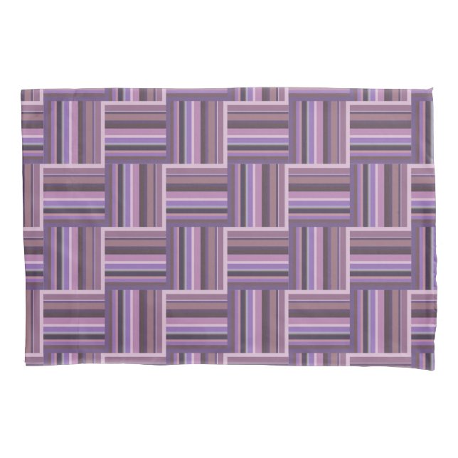 Funda De Cojín Tejido de rayas malvas (Anverso)