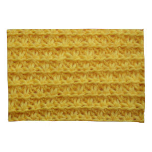 Funda De Cojín Tela de punto amarillo: textura rayada.
