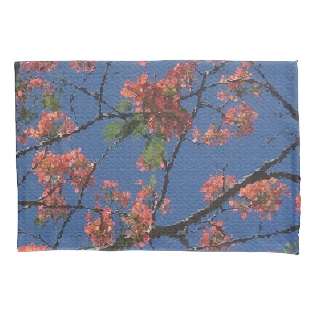 Funda De Cojín Tela floral, azul (Anverso)