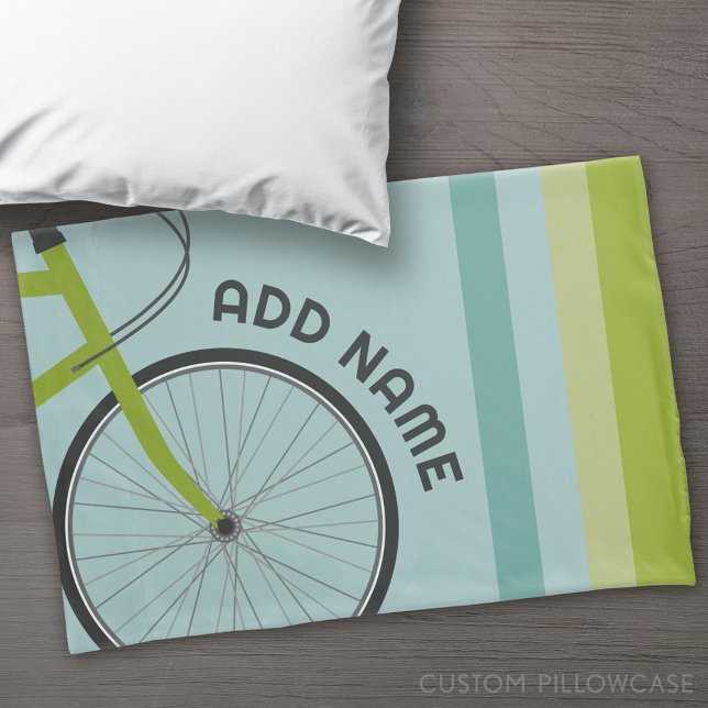 Funda De Cojín Tema de la bicicleta con texto Personalizado (Custom Pillowcase)