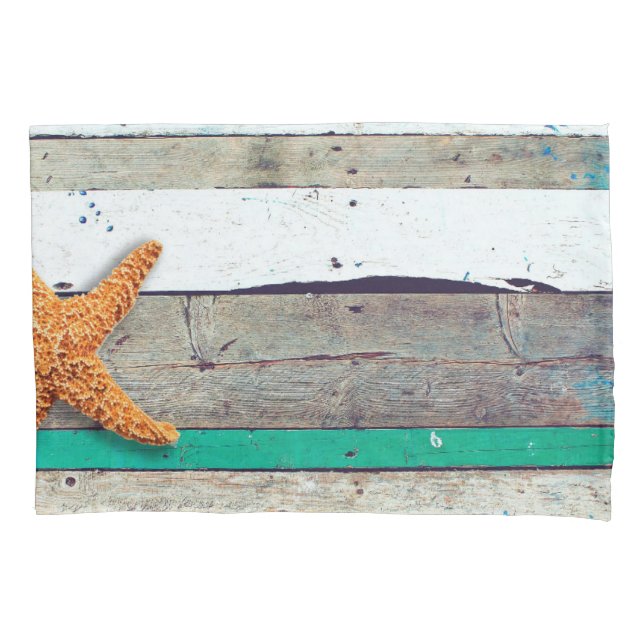 Funda De Cojín Tema de la playa Starfish Boda Rustic (Anverso)