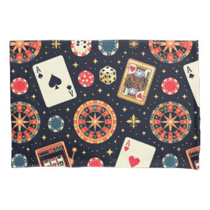 Funda De Cojín tema de patrón de casino en negro