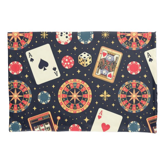 Funda De Cojín tema de patrón de casino en negro (Anverso)