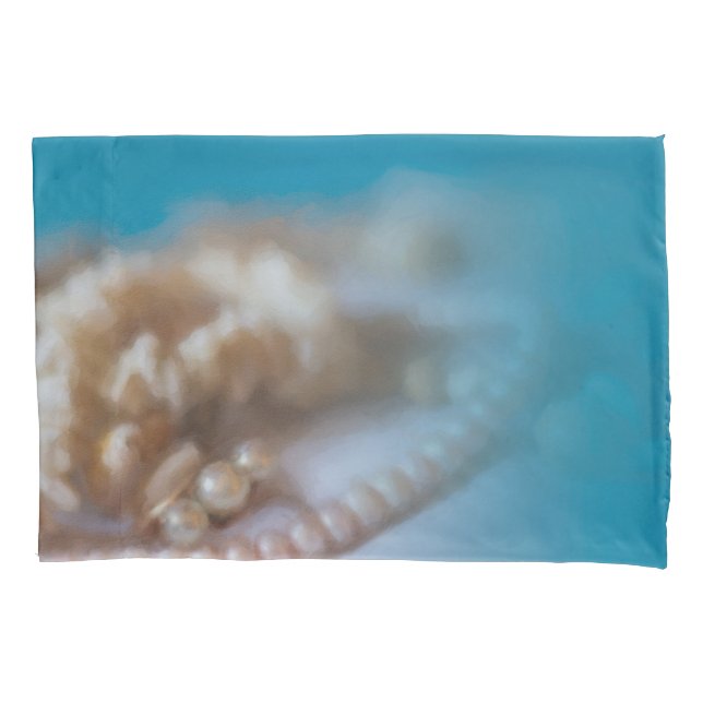 Funda De Cojín Tema de playa moderno conchas y perlas pintadas (Anverso)