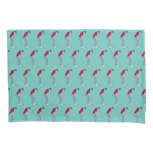 Funda De Cojín Tema del golf azul verde azulado (Anverso-izquierdo)