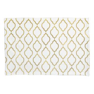 Funda De Cojín Tema indio árabe marroquí glam dorado y blanco