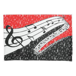 Funda De Cojín Tema musical rojo y negro