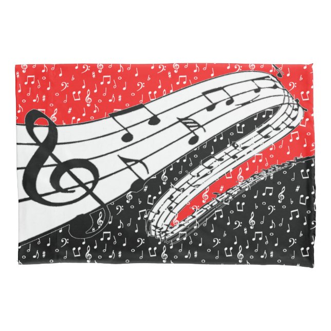 Funda De Cojín Tema musical rojo y negro (Anverso)