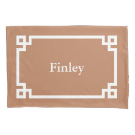 Funda De Cojín Terra Cotta Griega Key Monograma Estándar