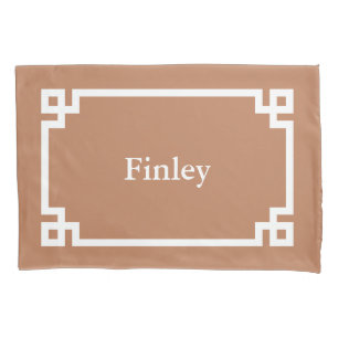 Funda De Cojín Terra Cotta Griega Key Monograma Estándar
