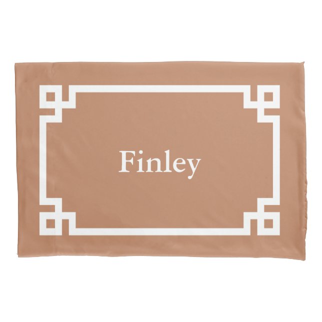 Funda De Cojín Terra Cotta Griega Key Monograma Estándar (Anverso)