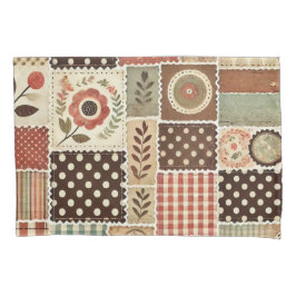 Funda De Cojín Terracotta Patchwork Quilt Rustic Farmhouse