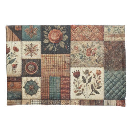 Funda De Cojín Terracotta Patchwork Quilt Rustic Farmhouse