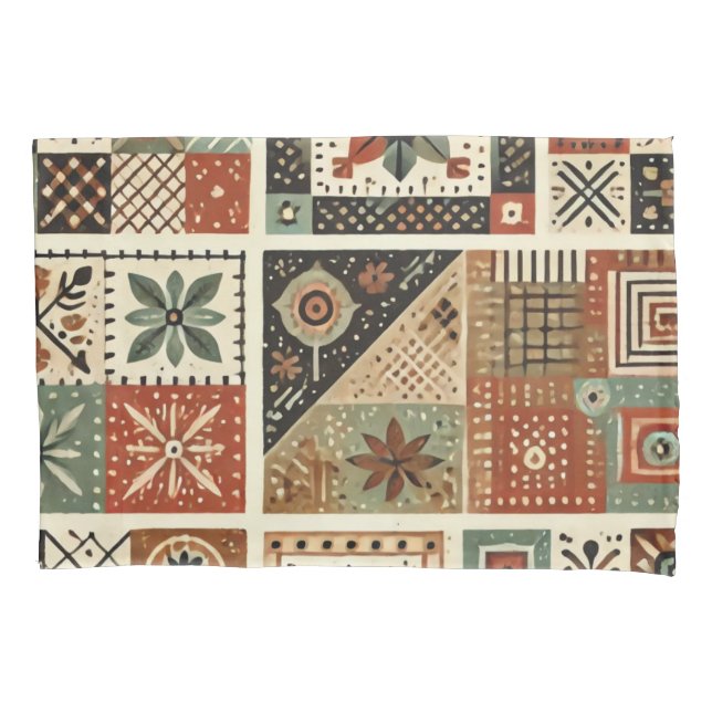 Funda De Cojín Terracotta Patchwork Quilt Rustic Farmhouse (Anverso)