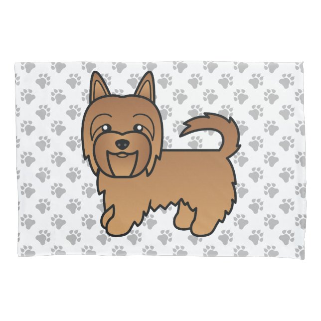 Funda De Cojín Terrier Australiano Rojo Perro De Dibujos Animados (Anverso)