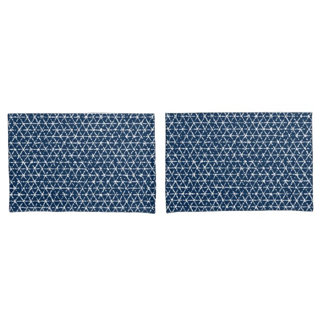 Funda De Cojín Tessellation geométrico de Shibori de los azules (Anverso - Set)