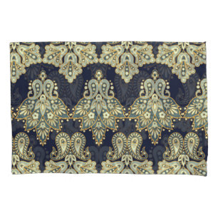Funda De Cojín Textil Asiático: Ilustracion Floral Paisley