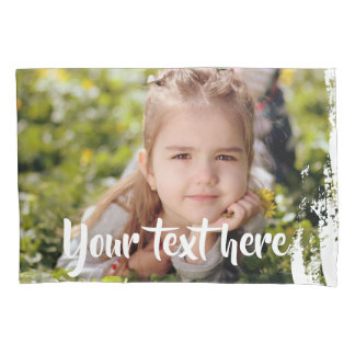 Funda De Cojín Texto de foto Personalizado Pintura blanca rosa re