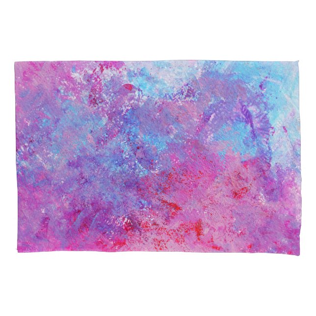Funda De Cojín Textura creativa rosa-azul, manchas de pintura. (Anverso)