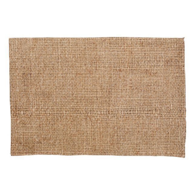 Funda De Cojín Textura de burrega marrón, mantel rústico. (Anverso)