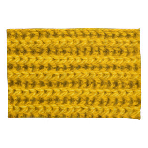 Funda De Cojín Textura de lana de punto amarillo vibrante