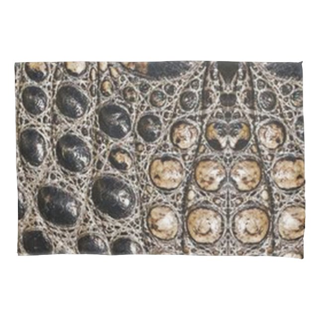 Funda De Cojín Textura de piel de lagarto marrón americano (Anverso)