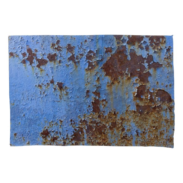 Funda De Cojín textura de pintura metalizado y azul. (Anverso)