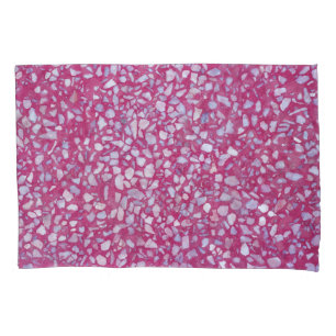 Funda De Cojín Textura de Terrazzo: Elegancia blanca rosada.