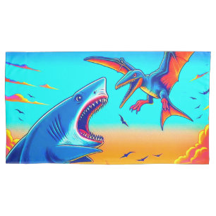 Funda De Cojín Tiburón y dinosaurio
