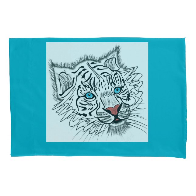 Funda De Cojín Tigre de bebé de ojos azules (Anverso)