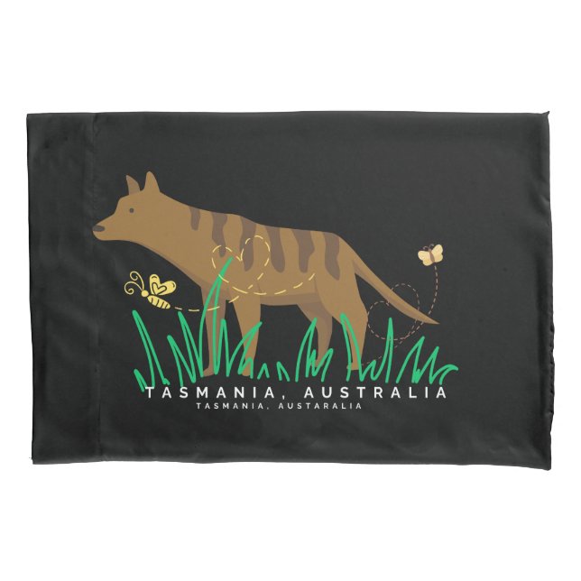 Funda De Cojín Tigre de Tasmania entre la hierba (Anverso)