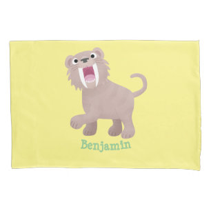 Funda De Cojín Tigre dientes de sable Smilodon caricatura linda