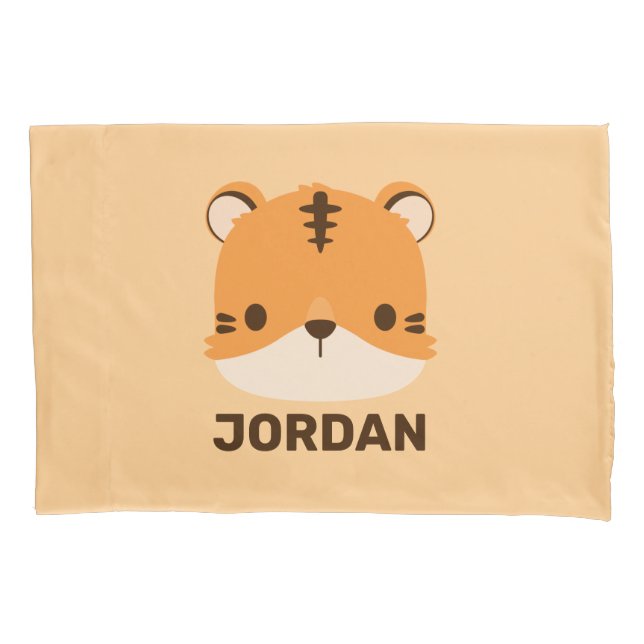 Funda De Cojín Tigre lindo con nombre personalizado (Anverso)