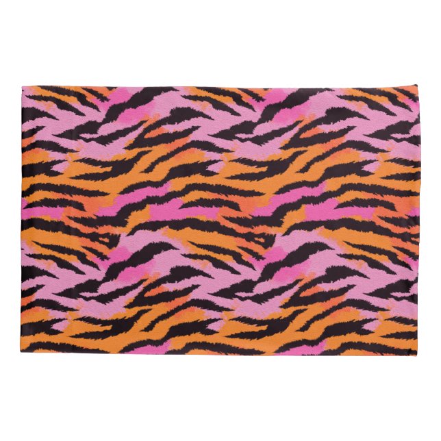 Funda De Cojín Tigres de tigres Impresión animal rosa y Naranja g (Reverso)