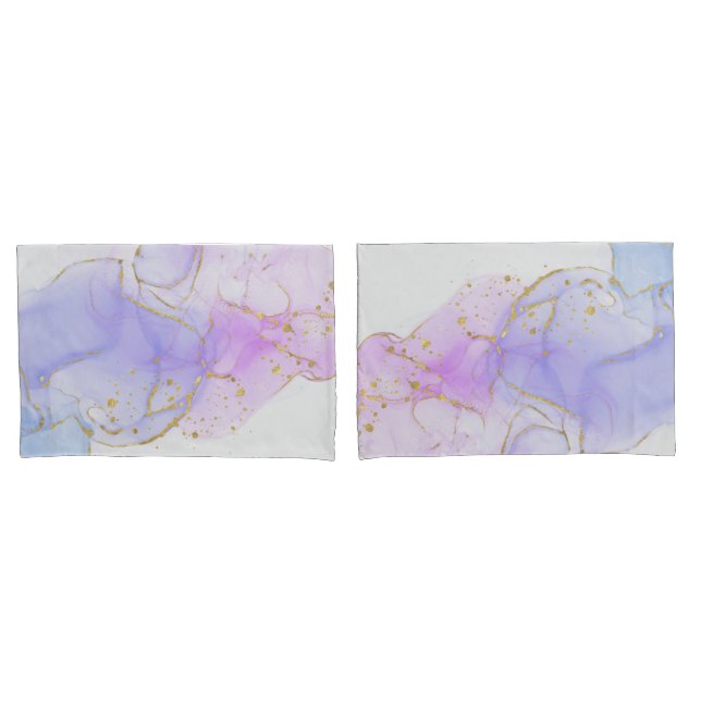 Funda De Cojín Tinta de alcohol rosa, púrpura y azul (Anverso - Set)