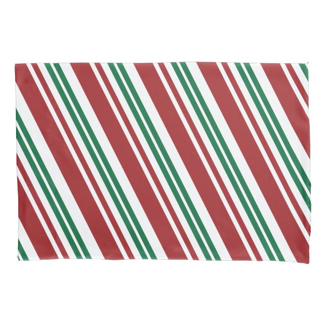 Funda De Cojín Tiras de menta verde y roja (Anverso-izquierdo)