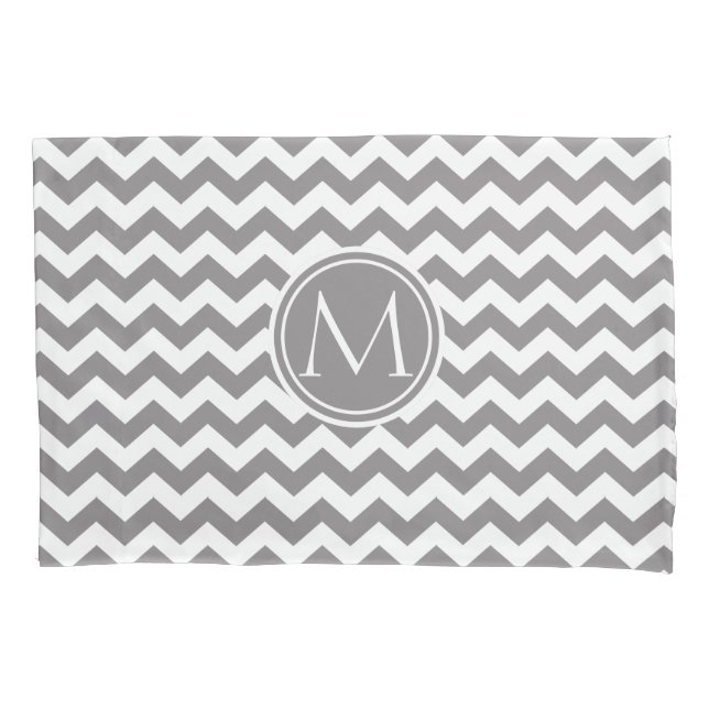 Funda De Cojín Titanio Chevron Monogramado (Anverso)