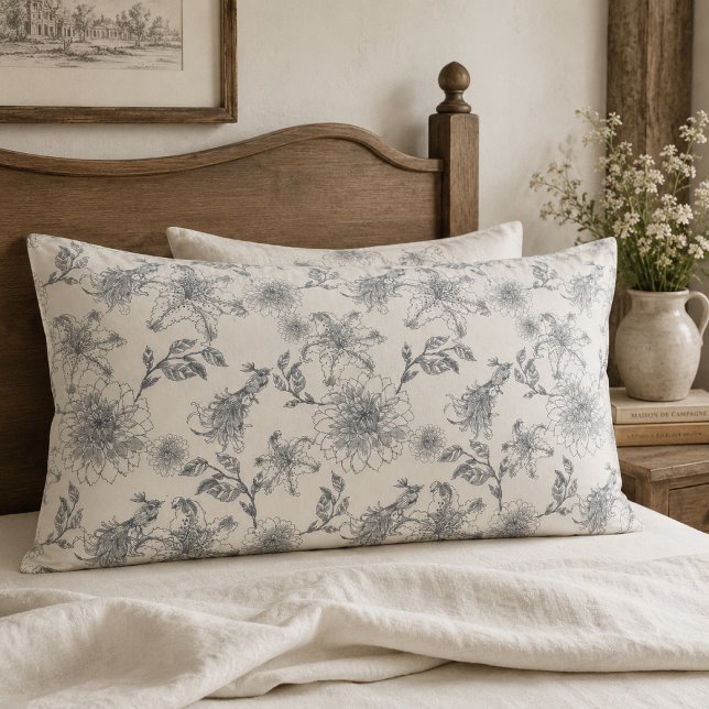 Funda De Cojín Toile Botánico de Pájaros Francés Antiguo Rústico  (Subido por el creador)