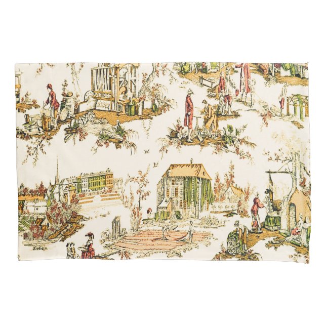 Funda De Cojín Toile Creme Francés Chinoiserie Estilo Rústico (Anverso)