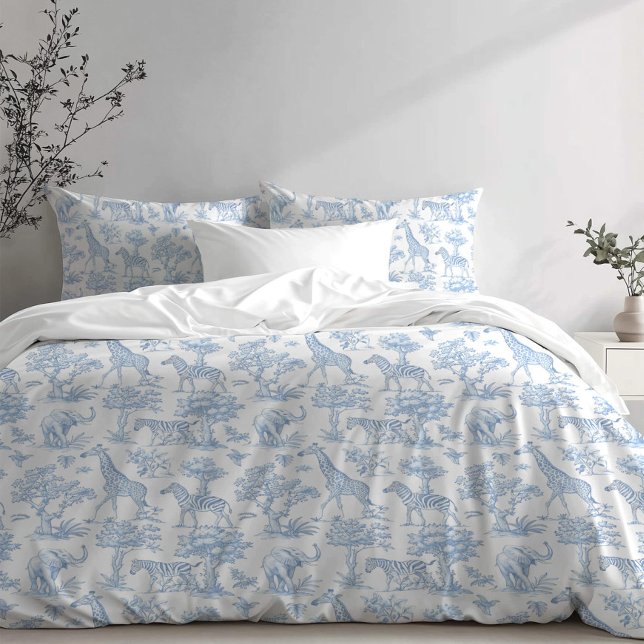Funda De Cojín Toile de Jouy Safari azul (Subido por el creador)