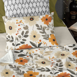 Funda De Cojín Tonos cálidos del patrón de Boho floral
