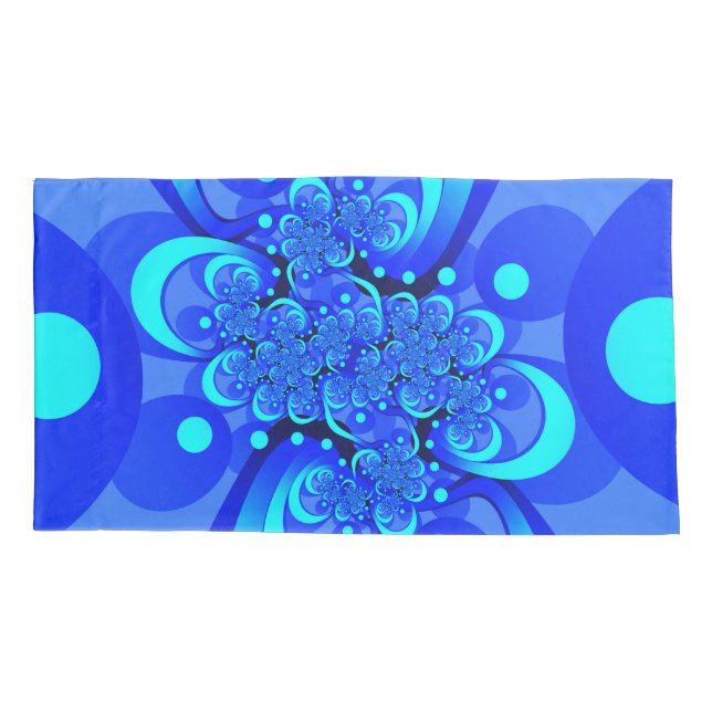 Funda De Cojín Tonos de arte fractal azul moderno abstracto (Reverso)
