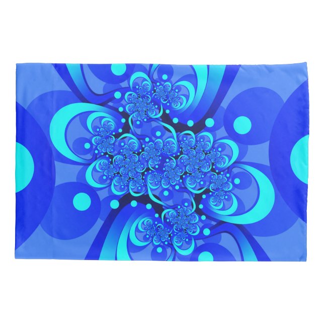 Funda De Cojín Tonos de arte fractal azul moderno abstracto (Reverso)