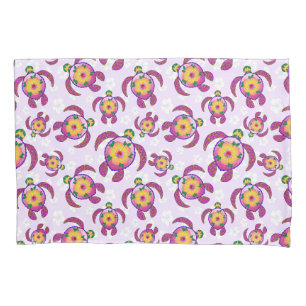 Funda De Cojín Tortugas honu rosas flores de hibiscus