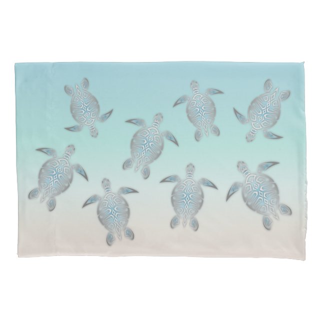 Funda De Cojín Tortugas Marinas Playa Estilo Plata (Anverso)