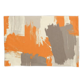 Funda De Cojín Trazos abstractos de pincel artesanal naranja atre