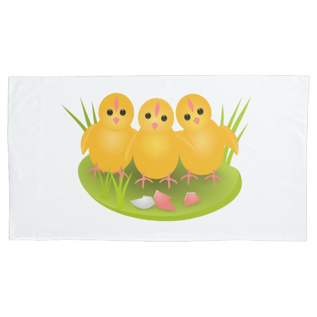 Funda De Cojín Tres pollos con cáscara de huevo (Anverso)