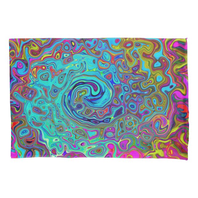Funda De Cojín Trippy Sky Blue Abstract Retro Liquid Swirl (Anverso)